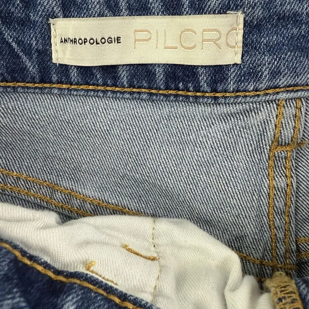 Pilcro Anthropologie Bermuda Jean Shorts Women Size 25 High Rise Acid Wash - Picture 8 of 14